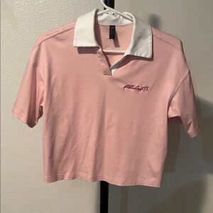 Adidas Light Pink Boxy Shirt with White Collar